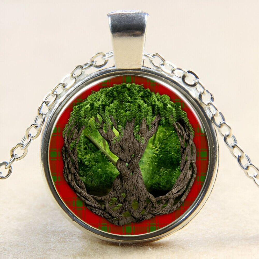 NEW Celtic Knot Tree of Life Silver Red Green Festival Bohemian Hippie Necklace